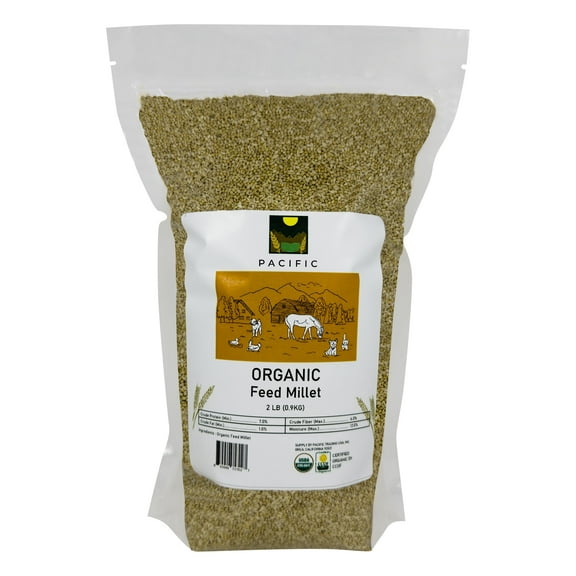 Pacific Organic Feed Millet - Millet Bird Seed 2Lbs | Rich with Fiber & Minerals | USDA and CCOF Certified | Packed in USA
