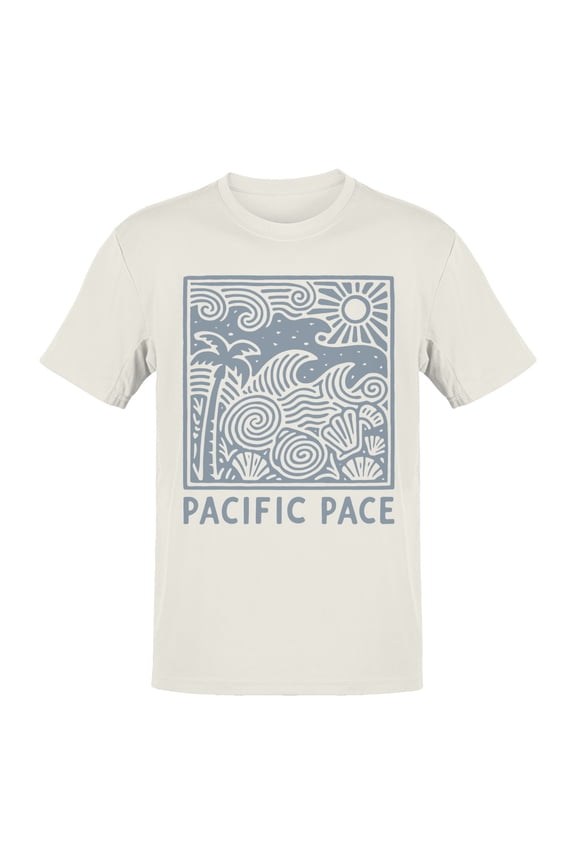 Pacific Pace Surf Design Men's T-shirt Off-White