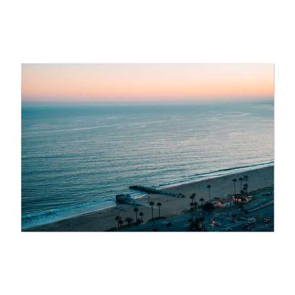 Pacific Palisades Sunset 04 - Los Angeles California Photography Beach Sunset Ocean Palm Tree Coast Scenic Landscape Unframed Wall Art Print 4 x 6 inches