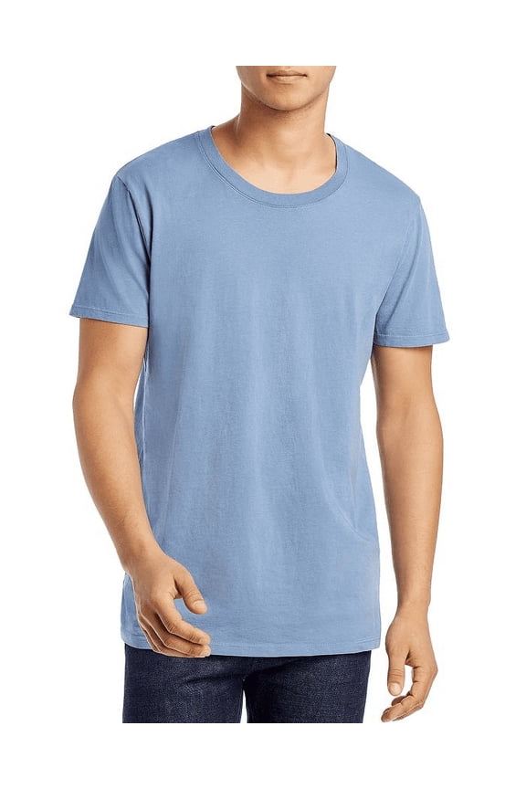 BLUE Solid Short Sleeve Crewneck Tee, US Medium