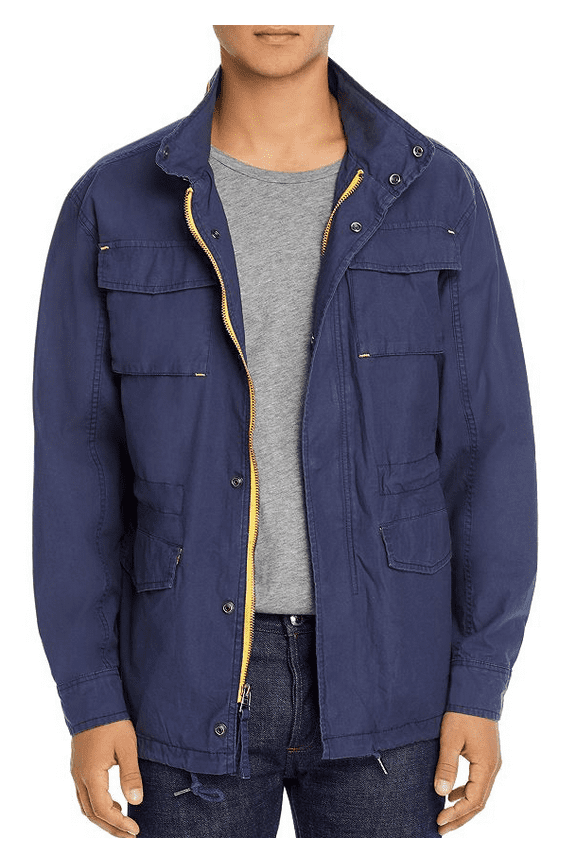 Men's Jacket Blue Utility Dual-Pocket Drawstring $78