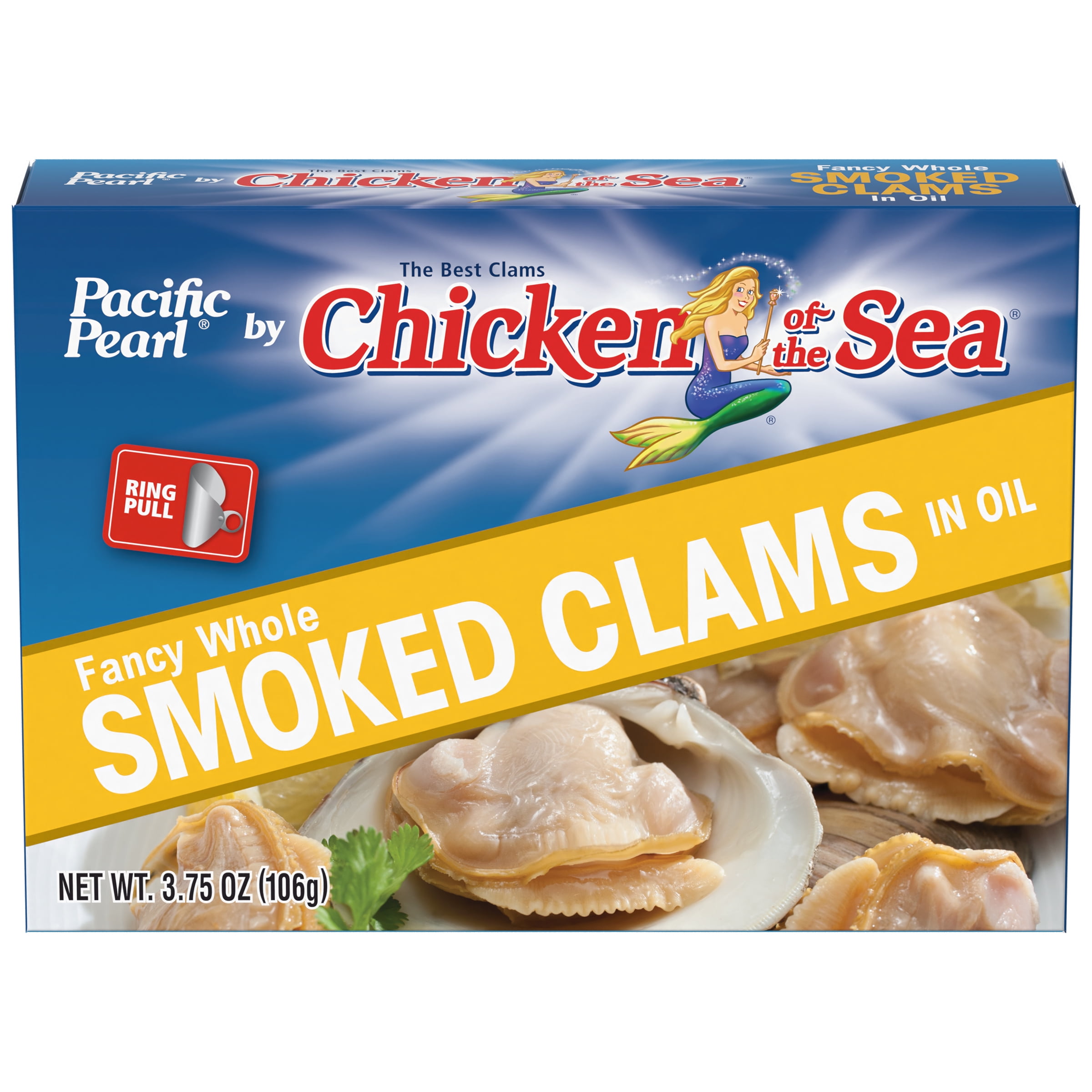 Pacific Pearl Fancy Whole Smoked Clams in Oil 3.75 oz