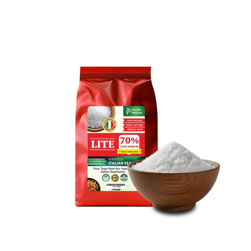 Pacific Pelican 70% Less Sodium Iodized Lite Italian Sea Salt, 70% Less ...