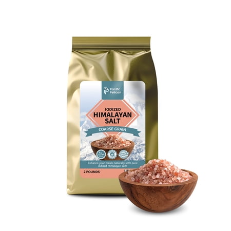 Pacific Pelican Iodized Himalayan Pink Salt | Coarse Grain, 2 lb | Natural & Pure for Cooking, Seasoning & Wellness