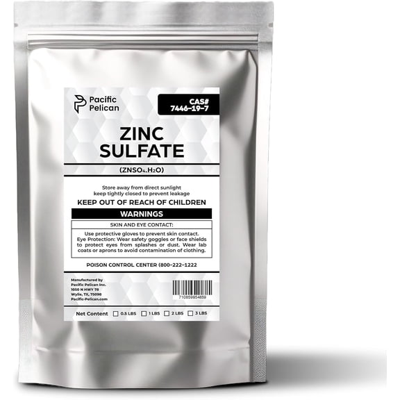 Pacific Pelican Zinc Sulfate (Zinc Sulfate Monohydrate) (ZnSO4H2O) - Chemical (3lb)
