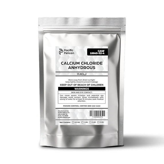 Pacific Pelican's Calcium Chloride Anhydrous (CaCl2) - an Essential Compound Used for Desiccant, Dehumidifier, Road Deicer, Concrete Accelerator (1lb)