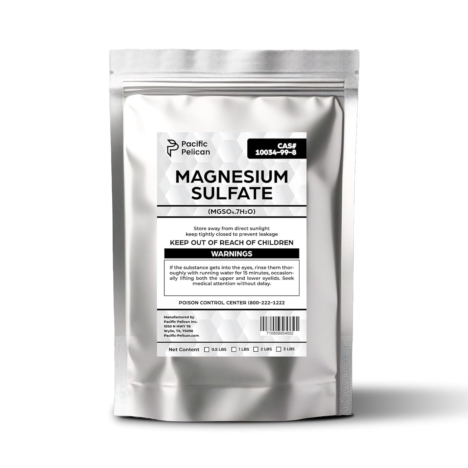Pacific Pelican's Magnesium Sulfate (Epsom Salt) - Multi-Use: Plant Growth, Agriculture, Textile Dyeing, Brewing (1lb)