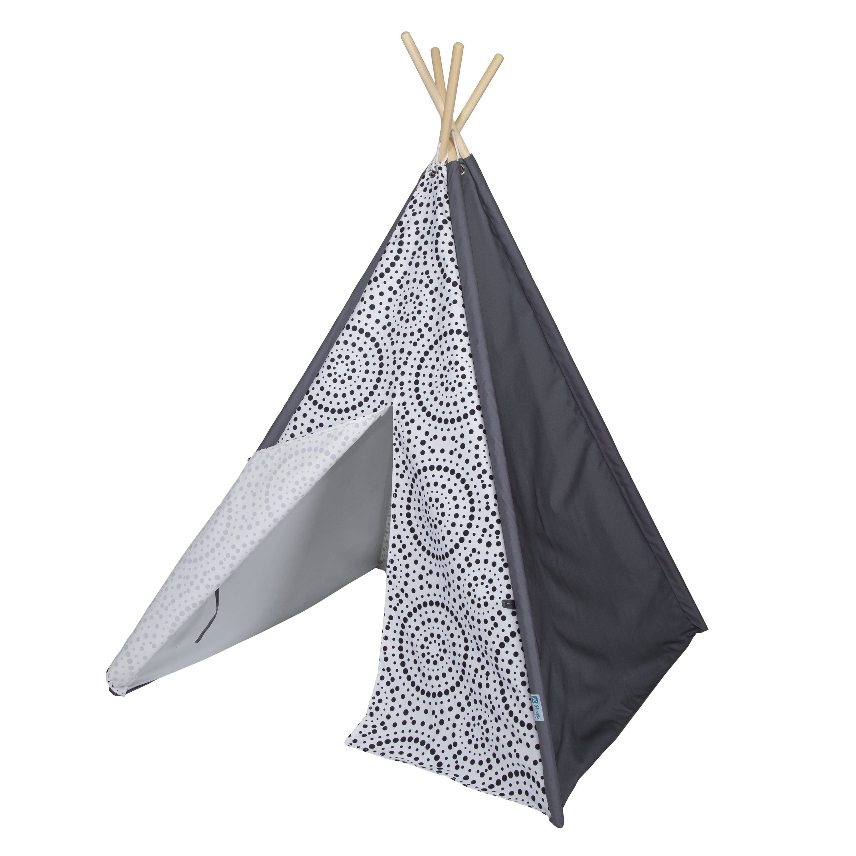 Gray and White Polka Dot Teepee with Solid Wood Poles