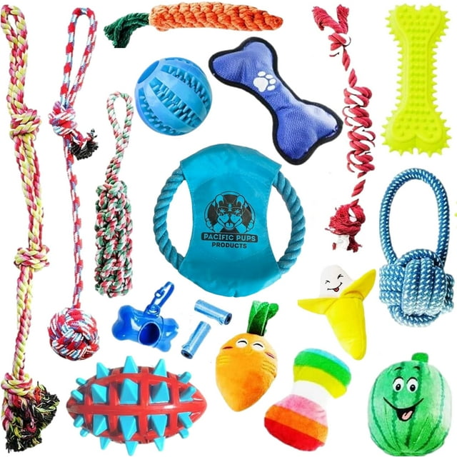 Pacific Pups 18 Pack Dog Chew Toys Puppy Toys Dog Rope Toys Dog