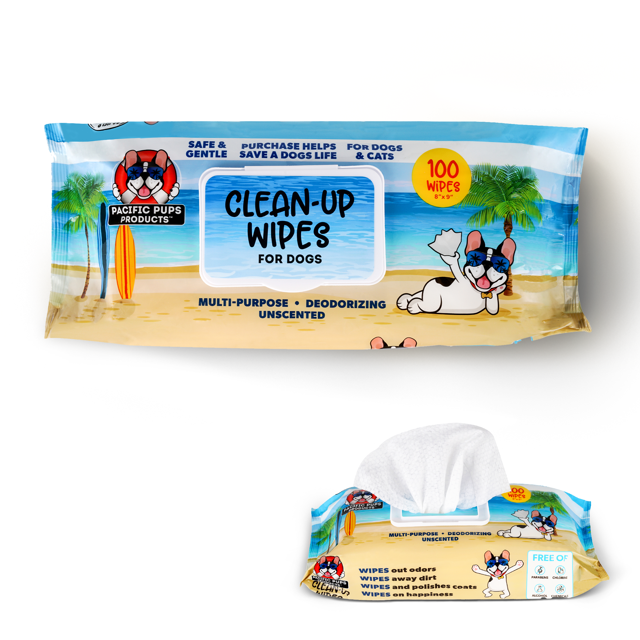 Pacific Pups Dog Wipes 100 ct Pet Wipes for Dogs Natural Dog Grooming
