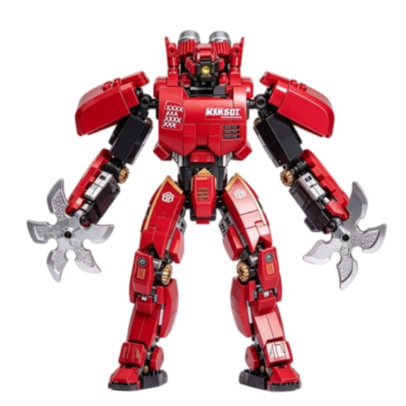 Pacific/Rim Crimson Typhoon Mecha Building Block Set 698 Pieces 26CM Tall Robot Model Bricks Kit with Multi Spinning Blades for Display and Collection