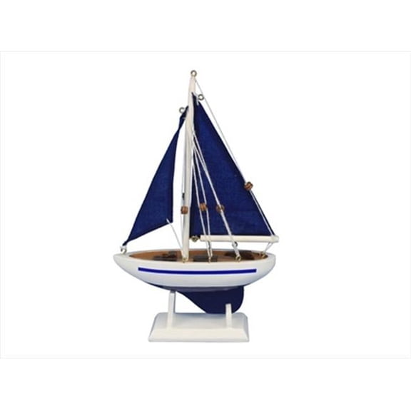 Pacific Sailor Blue - Blue Sails 9 in. Model Ship Decorative Accent