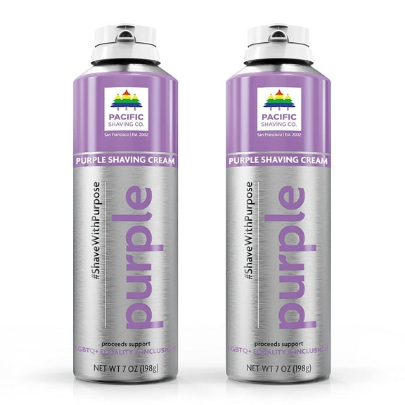 Pacific Shaving Co Purple Shaving Cream- Colorful Shaving Cream. Vegan, rich, dense, moisturizing formula (7oz-2pk)
