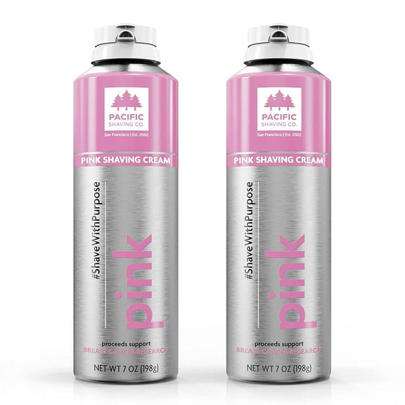 Pacific Shaving Company Pink, Colorful, Foamng Shave Cream for Men & Women, 2-Pack, 7 oz.