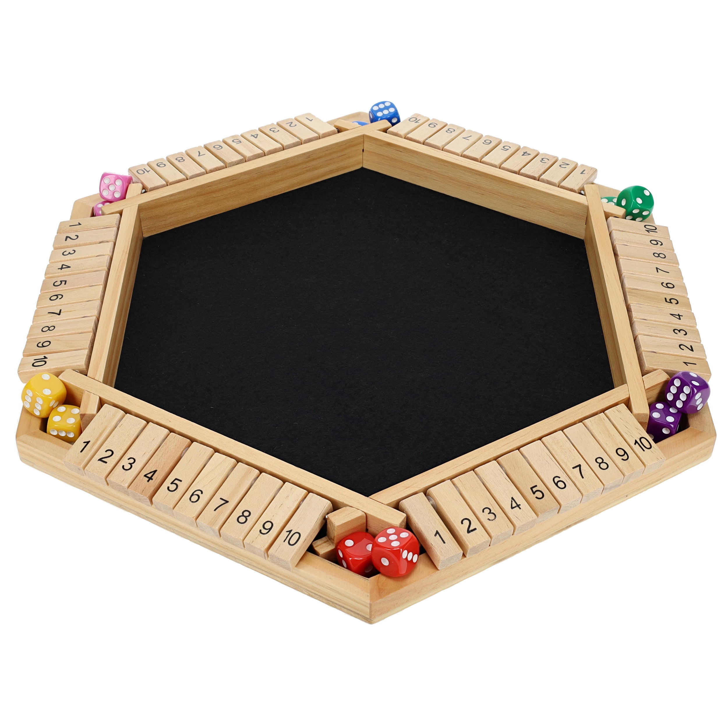 Pacific Shore Games 6 Player Shut The Box Dice Game - Natural Wood - 14 In.