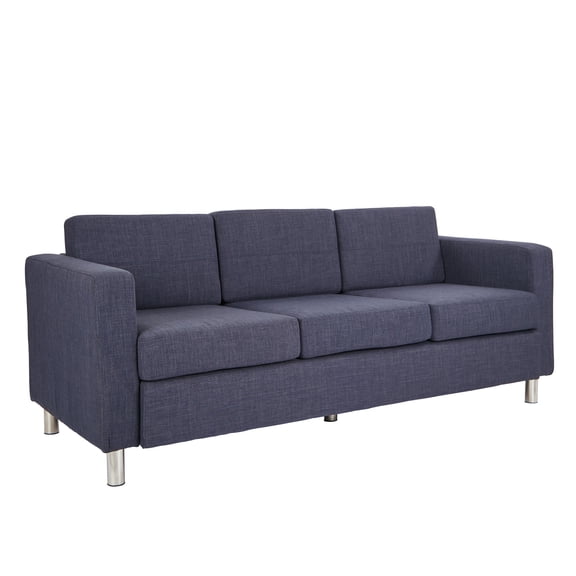 Pacific Sofa in Navy Fabric with Chrome Legs