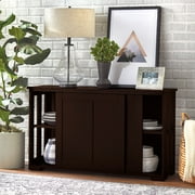 Sliding Wood Doors Stackable Storage Cabinet, Multiple Colors