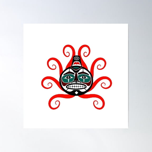 Pacific Tentacles Poster Wall Art, Modern Wall Decor For Living Room Bedroom, 17x17 UNFRAMED