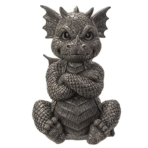 Pacific Trading Angry Garden Dragon Figurine 10 Inch Gray