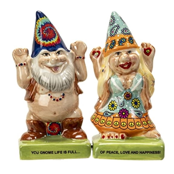 Pacific Trading Hippie Gnomes Salt and Pepper Shaker Set 4 Inch Multicolor