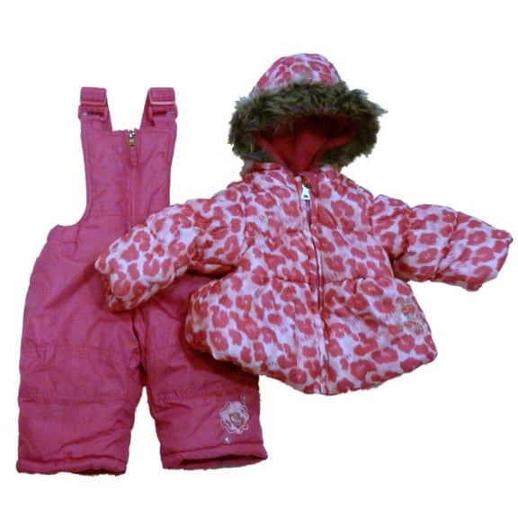 Pacific Trail Infant & Toddler Girls Pink Leopard Snowsuit Ski Bibs Coat Set