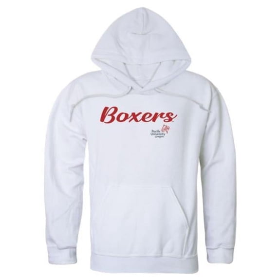 Pacific University Boxers Script Hoodie, White - Medium
