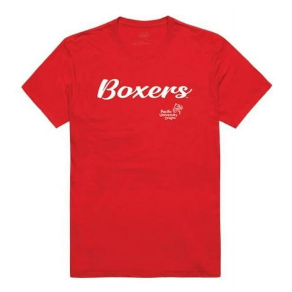 Pacific University Boxers Script T-Shirt, Red - Extra Large