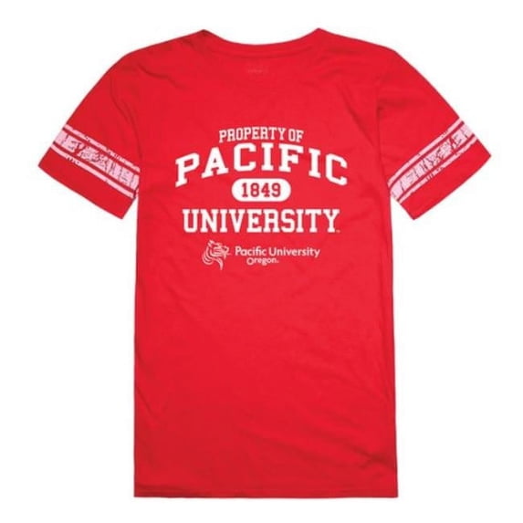 Pacific University Boxers Women Property Football T-Shirt, Red - Medium