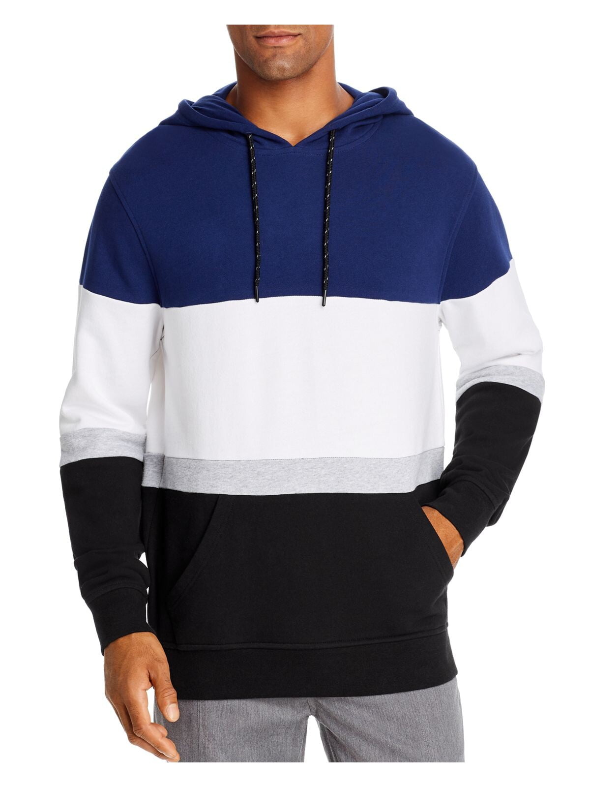 Pacific and Park Mens Navy Color Block Long Sleeve Classic Fit Draw ...