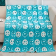 PacificPlex Preppy Plush Soft Smile Blanket Reversible 50 x 60, Turquoise