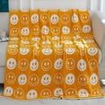 thumbnail image 1 of PacificPlex Preppy Plush Soft Smile Happy Face Blanket Reversible (50 x 60, Gold), 1 of 7