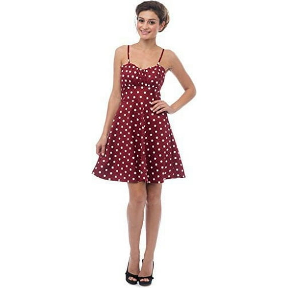 PacificPlex Womens 50's Retro Rockabilly Polkadot Dress Sundress