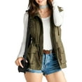 thumbnail image 1 of PacificPlex Womens Anorak Cotton Cargo Utility Vest, Junior Plus 1X, Olive, 1 of 10