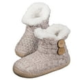 thumbnail image 1 of PacificPlex Womens Cable Knit Faux Shearling Fur Lined Bootie Slippers House Shoes Fluffy Soft Warm Slip On Anti-Skid Cozy Plush Cute Slipper Booties Boots (S/M, Mauve), S/M, Mauve, 1 of 7