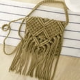 thumbnail image 1 of PacificPlex Womens Cotton Macrame Crochet Fringe Crossbody Bag Purse, Khaki, 1 of 1