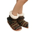 thumbnail image 1 of PacificPlex Womens Knit Shearling Lined Bootie Slippers Muk-Luk Slipper Booties, S/M, Brown, 1 of 6