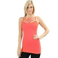 thumbnail image 1 of PacificPlex Womens Lattice Front Seamless Criss-Cross Cami Top (1X/2X, Desert-Rose), 1 of 5