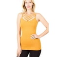 thumbnail image 1 of PacificPlex Womens Lattice Seamless Criss-Cross Cami Top (2X/3X, Ash-Mustard), 1 of 7