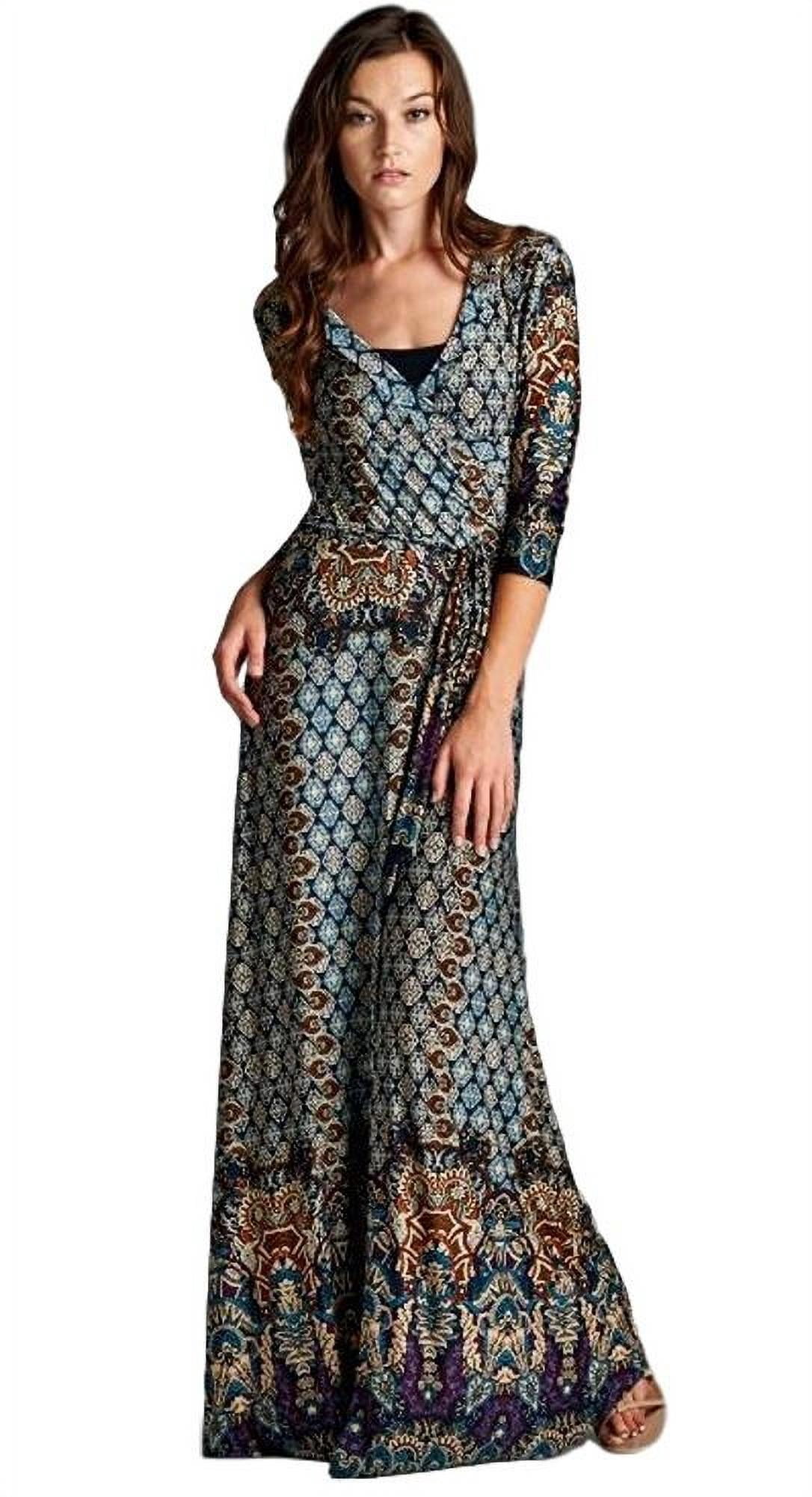 PacificPlex Womens Moroccan Jersey Wrap Maxi Dress - Walmart.com