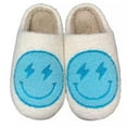 thumbnail image 1 of PacificPlex Womens Preppy Smile Slippers Retro Plush Slip-on Happy Face (7-7.5, Blue-Lightning-Bolt), 1 of 6