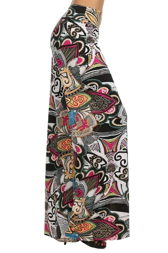 Womens Retro 60s Print High Waist Palazzo Pants, Small, Multi