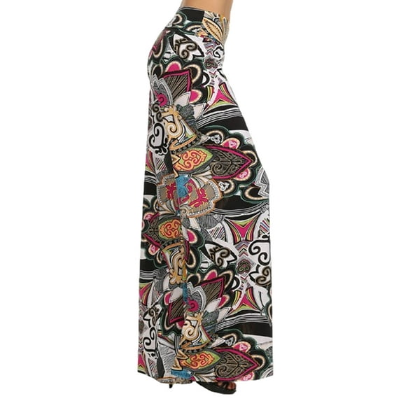 PacificPlex Womens Retro 60s Print High Waist Palazzo Pants, Small, Multi