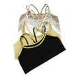 thumbnail image 1 of PacificPlex Womens Seamless Double Layer Bralette Sports Bra Top Metallic Straps, One-Size, Black-Gold, 1 of 1