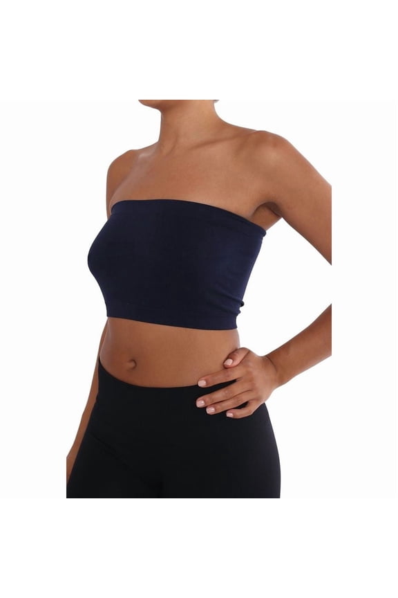 Womens Seamless Smoother Tube Bandeau Top, One Size, Navy