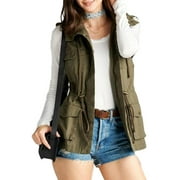 PACIFICPLEX Womens Sleeveless Anorak Cargo Utility Vest, Small, Olive