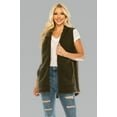 thumbnail image 1 of PacificPlex Womens Solid Soft and Cozy Sherpa Zip Front Hoodie Vest Faux Shearling with Pockets (2X, Dark-Olive), 1 of 2
