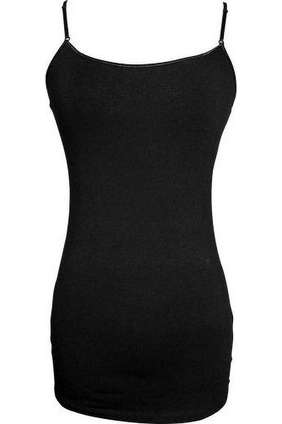 Womens Stretch Cotton Camisole Tank Top, Black, Junior Plus Size 3X