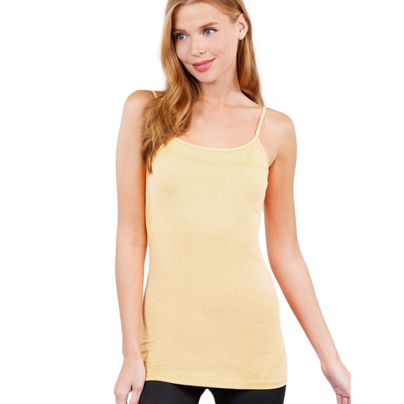 PacificPlex Womens Stretch Cotton Camisole Tank Top Junior & JR Plus Size (2X, Butter-Yellow)