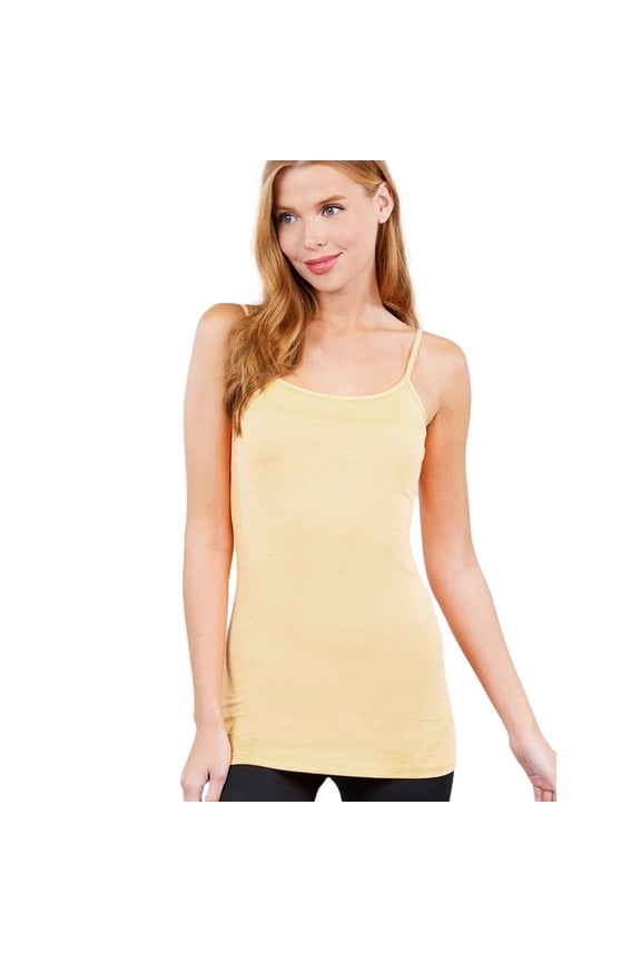 Womens Stretch Cotton Camisole Tank Top Junior & JR Plus Size (2X, Butter-Yellow)