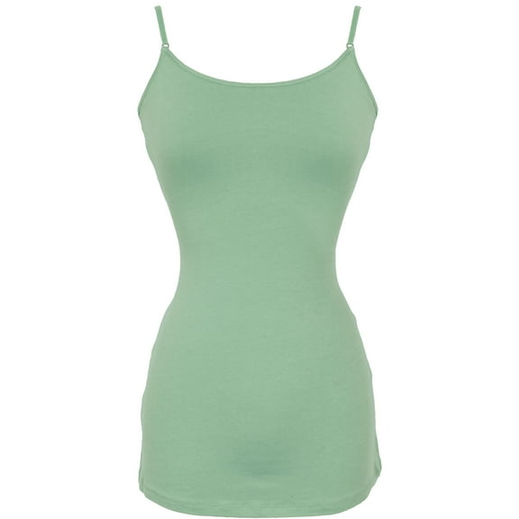 PacificPlex Womens Stretch Cotton Camisole Tank Top Junior & JR Plus Size (3X, Leaf-Mint)